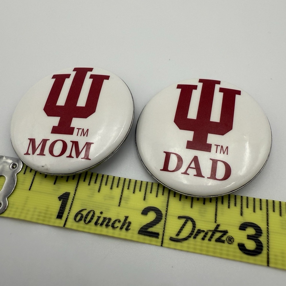 Vtg Indiana Hoosiers Pin Back Buttons 1.5 in Proud Mom Dad Football Basketball - Picture 7 of 7